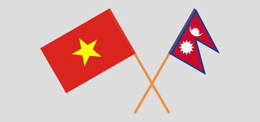 Crossed flags of Nepal and Vietnam