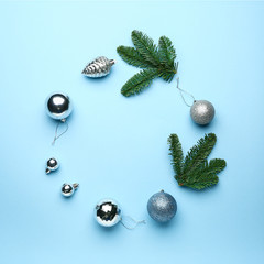 Beautiful Christmas composition on color background