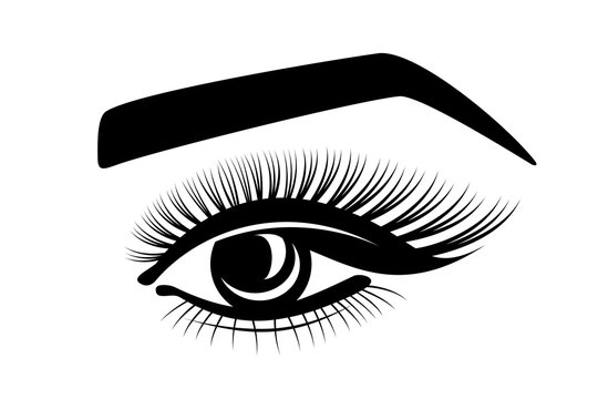 Eye makeup logo. Eyelashes, eyebrows. Tattoo beauty salon icon.