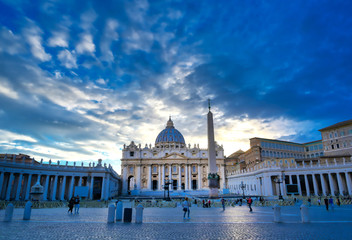Naklejka premium St. Peter's Basilica and St. Peter's Square located in Vatican City near Rome, Italy.