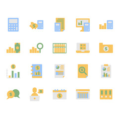 Accounting related icon and symbol set in flat design