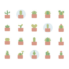 Cactus icon and symbol set in flat design