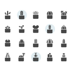 Cactus icon and symbol set in glyph design