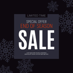 Winter End of Season Sale Poster Template Background. Vector Illustration