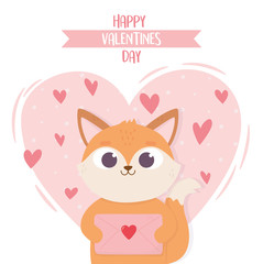 happy valentines day cute little cat with envelope message love