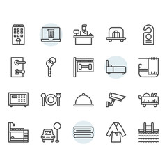 Hotel service icon and symbol set in outline design
