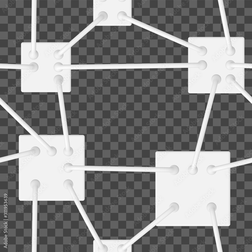Poster eps10. seamless pattern of white cubes interconnected by tubes on a transparent background. vector g