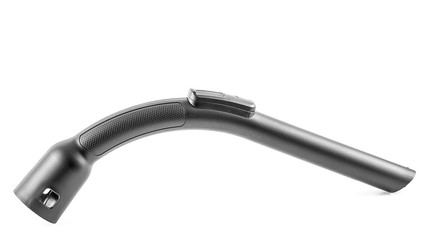 Black plastic pipe from a vacuum cleaner on a white background.