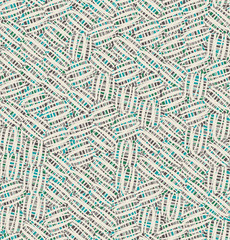 Subtle chic small marking geo check hand doodle scribble design. Seamless repeat vector pattern swatch. Teal, cyan, blue, cream.