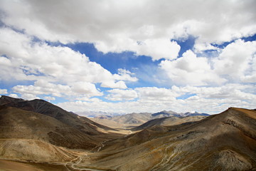 A view from Tanglang-la pass. Second highest motorable road in the world - 17725 feet from sea level Leh Jammu Kashmir India