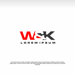 Fototapeta na wymiar Initial letter logo, W&K Logo, template logo