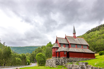 Fototapeta na wymiar old church and cemetery in Borgund in Norway