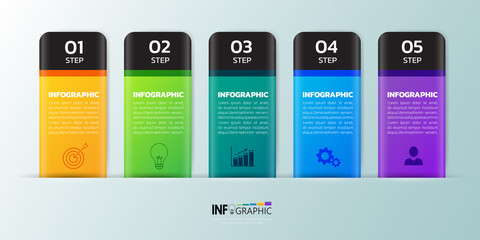Infographics design template, 3D Business concept with 5 steps
