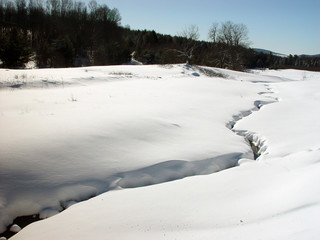Small stream in the deep snow