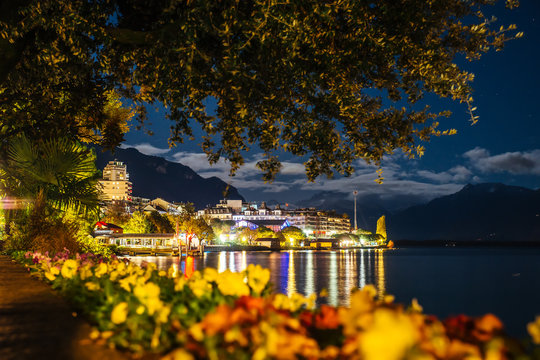 Montreux, Switzerland at night