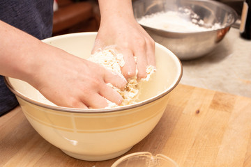 Obraz na płótnie Canvas Process of making homemade bagels by hand