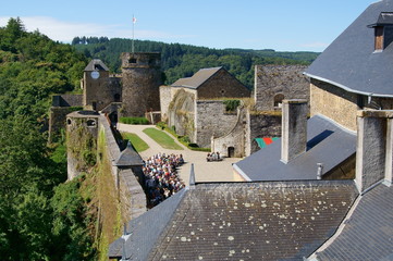 Bouillon Belgium. The inner courtyard of the Bouillon medieval castle.