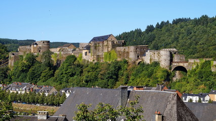 Bouillon Belgium. Panorama of the city. Medieval Bouillon Castle