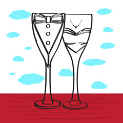 Obraz premium Champagne glasses illustration