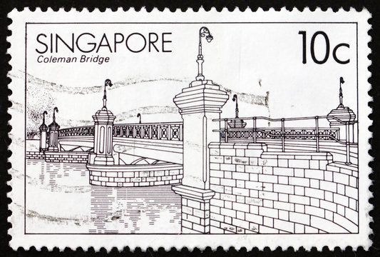 Postage Stamp Singapore 1985 Coleman Bridge