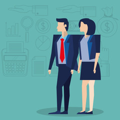 elegant business couple workers avatars characters