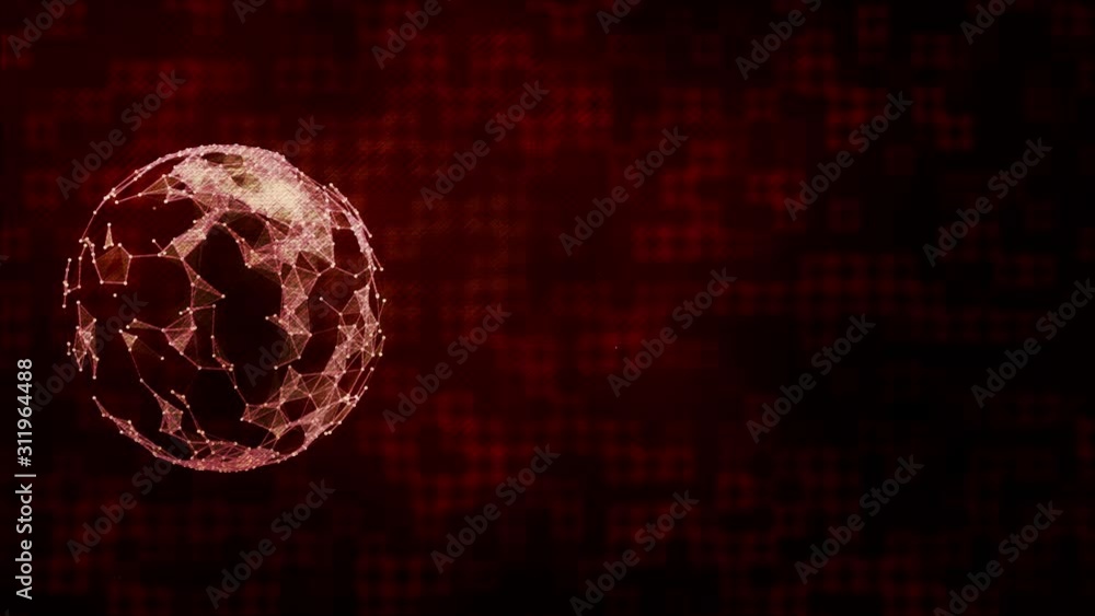 Aufkleber electronic plexus planet with abstract technology style against high-temperatute squared background.