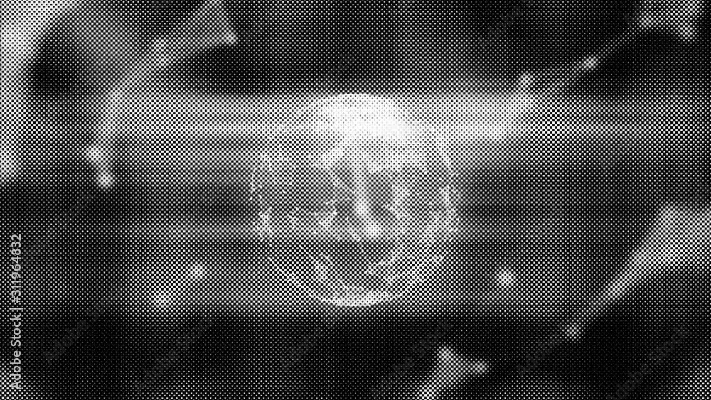 Poster nuclear energy concept. abstract animation of nucleus turning around inside of transparent globe or 