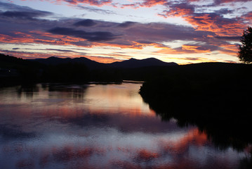 Jay Peak and Missisquoi river sunrise