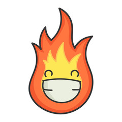 Happy fireball cartoon illustration