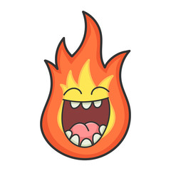 Laughing fireball cartoon illustration