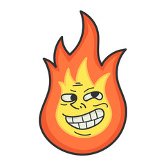 Troll meme fireball cartoon illustration