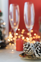 Beautiful composition of christmas decorations on the table