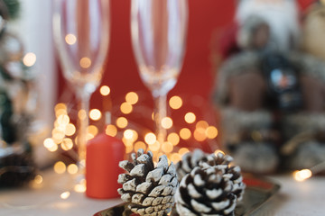 Beautiful composition of christmas decorations on the table