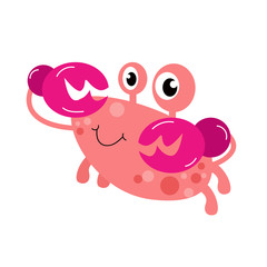 Crab Character Cute Cartoon Funny Happy Vector Template Design Illustration
