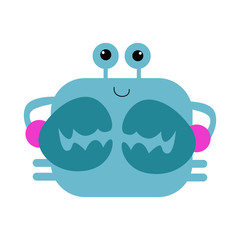 Crab Character Cute Cartoon Funny Happy Vector Template Design Illustration