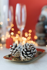 Beautiful composition of christmas decorations on the table