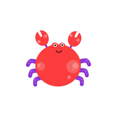 Crab Character Cute Cartoon Funny Happy Vector Template Design Illustration