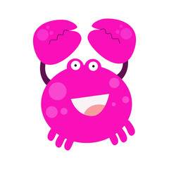 Crab Character Cute Cartoon Funny Happy Vector Template Design Illustration