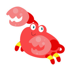 Crab Character Cute Cartoon Funny Happy Vector Template Design Illustration