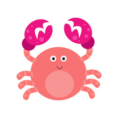 Crab Character Cute Cartoon Funny Happy Vector Template Design Illustration