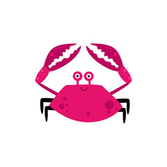 Crab Character Cute Cartoon Funny Happy Vector Template Design Illustration