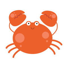 Crab Character Cute Cartoon Funny Happy Vector Template Design Illustration