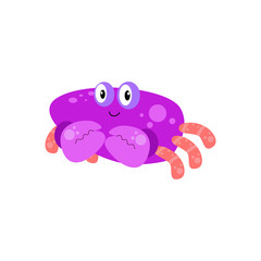 Crab Character Cute Cartoon Funny Happy Vector Template Design Illustration