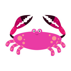 Crab Character Cute Cartoon Funny Happy Vector Template Design Illustration