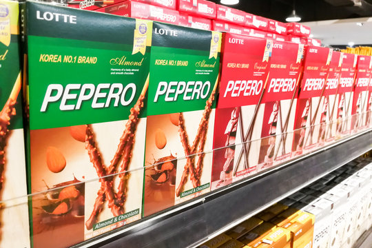 Pepero is a cookie stick, dipped in compound chocolate, manufactured by Lotte Confectionery in South Korea since 1983. Available in Malaysia
