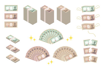日本紙幣、お札イメージセット