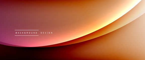 Wave liquid style lines with shadows and light on gradient background. Trendy simple fluid color gradient abstract background with dynamic straight shadow line effect