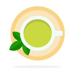 Green tea with mint top view