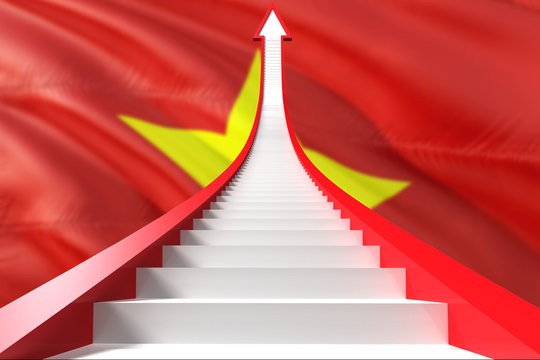 Vietnam success concept. Graphic shaped staircase showing positive financial growth. Business theme.