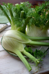 Healthy vegetable diet, raw fresh florence fennel bulbs